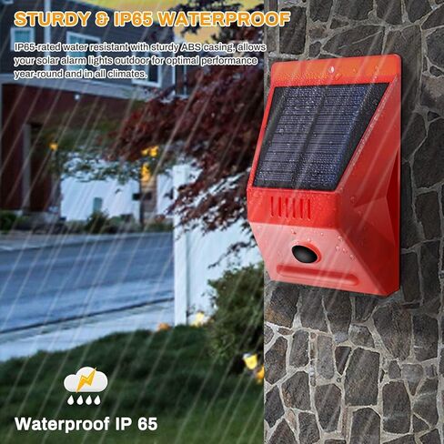 ChunHee Solar Alarm Strobe Light with Remote Control Motion Sensor Detector Outdoor Alarm 129db Sound Security Siren IP65 Waterproof Protected for Villa, Chicken coop, Farm, Yard, 4 Pack in Saudi Arabia