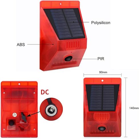 ChunHee Solar Alarm Strobe Light with Remote Control Motion Sensor Detector Outdoor Alarm 129db Sound Security Siren IP65 Waterproof Protected for Villa, Chicken coop, Farm, Yard, 4 Pack in Saudi Arabia
