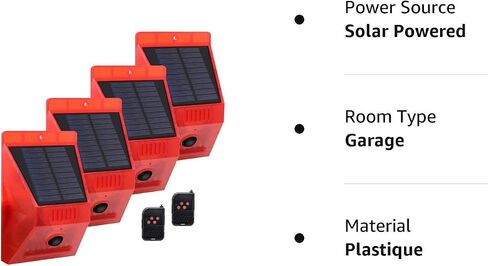 ChunHee Solar Alarm Strobe Light with Remote Control Motion Sensor Detector Outdoor Alarm 129db Sound Security Siren IP65 Waterproof Protected for Villa, Chicken coop, Farm, Yard, 4 Pack in Saudi Arabia