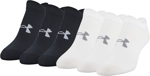 Under Armour Women's Essential 2.0 Lightweight No Show Socks, 6-Pairs, White/Black, Medium in Kuwait
