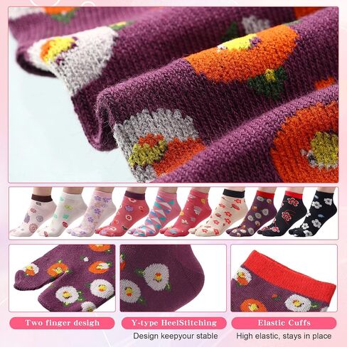 JaGely 10 Pairs Women's Tabi Flip Flop Socks Two Toe Split Toe Socks Athletic Cotton Elastic Ankle Socks Sandal Socks for Women Girls Casual Sandals, 10 Styles in Saudi Arabia