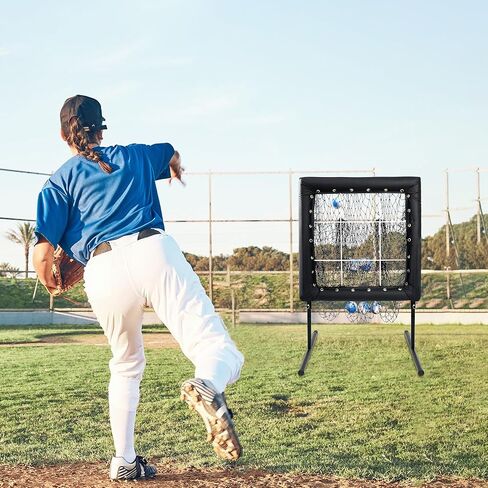 شبكة بيسبول ذات 9 فتحات مع جيوب مستهدفة، شبكة رمي مع منطقة الضرب، شبكة تدريب الرامي، معدات تدريب البيسبول على الارتفاع قابلة للتعديل للضرب والرمي in Kuwait