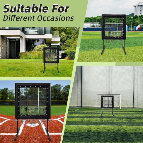 شبكة بيسبول ذات 9 فتحات مع جيوب مستهدفة، شبكة رمي مع منطقة الضرب، شبكة تدريب الرامي، معدات تدريب البيسبول على الارتفاع قابلة للتعديل للضرب والرمي in Kuwait