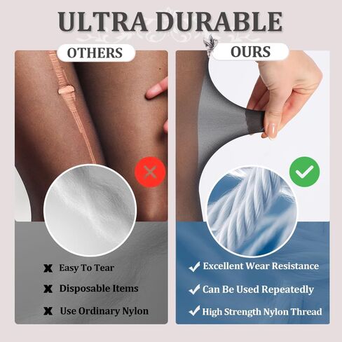 DORALLURE Ultra Strong Thigh High Stockings, Women's 40D Semi Sheer Stay Up Silicone Pantyhose Nylon in Saudi Arabia