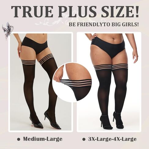 DORALLURE Ultra Strong Thigh High Stockings, Women's 40D Semi Sheer Stay Up Silicone Pantyhose Nylon in Saudi Arabia