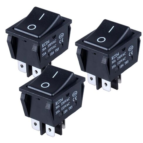 DMWD 3Pcs ON/Off Large Current Rocker Toggle Switch 35A 125VAC 40A 12VDC DPST 4Pins 2 Position Latching Switch with Pre-Wired Cables in Kuwait