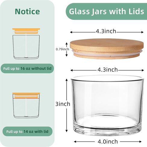 AMOTIE 6 Pack Candle Jars for Making Candles - 16oz Clear Empty Glass Candle Making Jars with Bamboo Lids and Sticky Labels, Bulk Candle Containers, Candle Making Supplies - Dishwasher Safe in Saudi Arabia