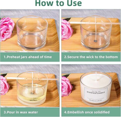 AMOTIE 6 Pack Candle Jars for Making Candles - 16oz Clear Empty Glass Candle Making Jars with Bamboo Lids and Sticky Labels, Bulk Candle Containers, Candle Making Supplies - Dishwasher Safe in Saudi Arabia