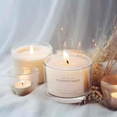AMOTIE 6 Pack Candle Jars for Making Candles - 16oz Clear Empty Glass Candle Making Jars with Bamboo Lids and Sticky Labels, Bulk Candle Containers, Candle Making Supplies - Dishwasher Safe in Saudi Arabia