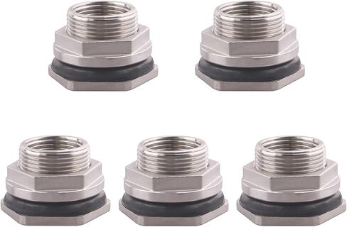 DERNORD 3/4" Female Bulkhead Water Tank Connector Stainless Steel Bulkhead Fittings Pack of 5 in Saudi Arabia