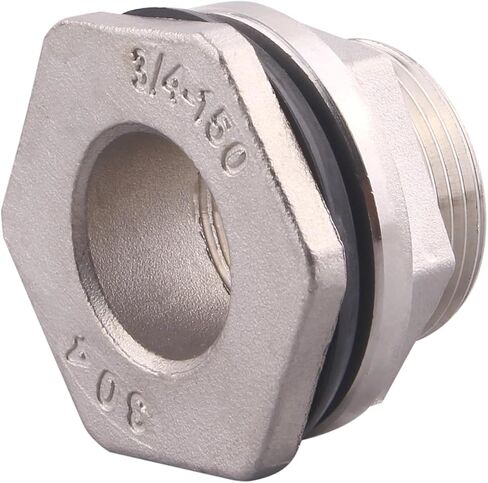 DERNORD 3/4" Female Bulkhead Water Tank Connector Stainless Steel Bulkhead Fittings Pack of 5 in Saudi Arabia