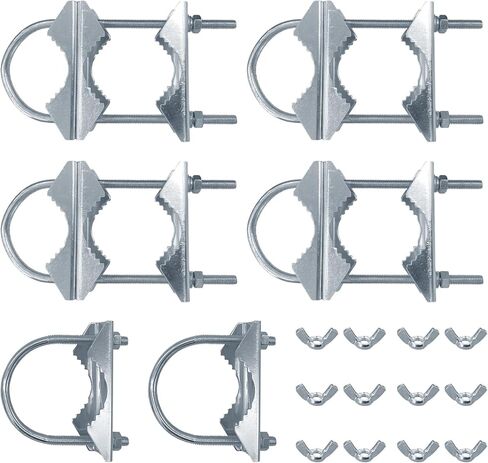 6 قطع من مشبك الصاري الهوائي المزدوج على شكل حرف V مع مسامير على شكل حرف U، مجموعة دعامة تثبيت على الصاري الهوائي شديدة التحمل ضد الصدأ لهوائيات التلفزيون، والأضواء الخارجية in Kuwait