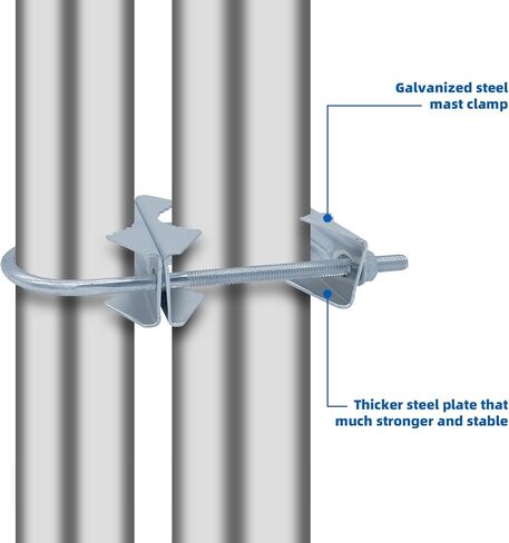 6 قطع من مشبك الصاري الهوائي المزدوج على شكل حرف V مع مسامير على شكل حرف U، مجموعة دعامة تثبيت على الصاري الهوائي شديدة التحمل ضد الصدأ لهوائيات التلفزيون، والأضواء الخارجية in Kuwait