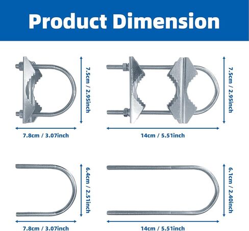 6 قطع من مشبك الصاري الهوائي المزدوج على شكل حرف V مع مسامير على شكل حرف U، مجموعة دعامة تثبيت على الصاري الهوائي شديدة التحمل ضد الصدأ لهوائيات التلفزيون، والأضواء الخارجية in Kuwait