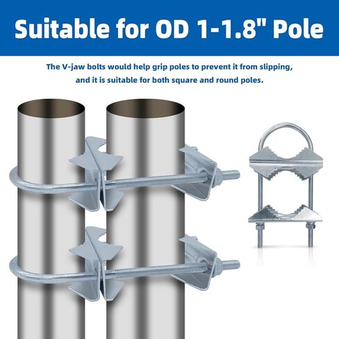 6 قطع من مشبك الصاري الهوائي المزدوج على شكل حرف V مع مسامير على شكل حرف U، مجموعة دعامة تثبيت على الصاري الهوائي شديدة التحمل ضد الصدأ لهوائيات التلفزيون، والأضواء الخارجية in Kuwait