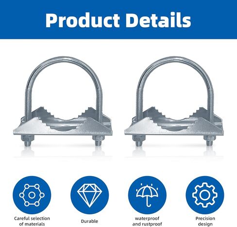 6 قطع من مشبك الصاري الهوائي المزدوج على شكل حرف V مع مسامير على شكل حرف U، مجموعة دعامة تثبيت على الصاري الهوائي شديدة التحمل ضد الصدأ لهوائيات التلفزيون، والأضواء الخارجية in Kuwait