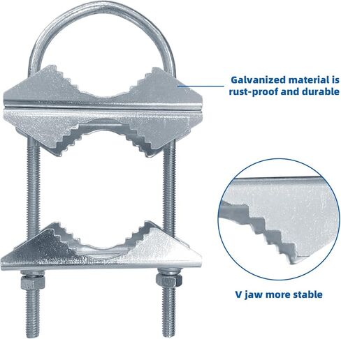 6 قطع من مشبك الصاري الهوائي المزدوج على شكل حرف V مع مسامير على شكل حرف U، مجموعة دعامة تثبيت على الصاري الهوائي شديدة التحمل ضد الصدأ لهوائيات التلفزيون، والأضواء الخارجية in Kuwait