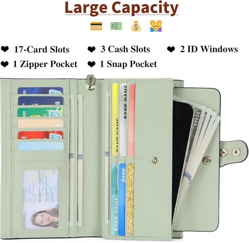 SENDFN Large Womens Wallet Genuine Leather RFID Blocking Multi Card Organizer Wristlet in Saudi Arabia