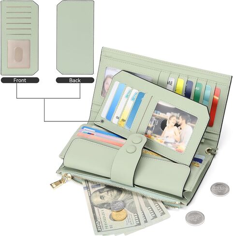 SENDFN Large Womens Wallet Genuine Leather RFID Blocking Multi Card Organizer Wristlet in Saudi Arabia