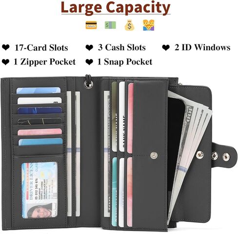 SENDFN Large Womens Wallet Genuine Leather RFID Blocking Multi Card Organizer Wristlet in Saudi Arabia