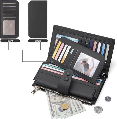SENDFN Large Womens Wallet Genuine Leather RFID Blocking Multi Card Organizer Wristlet in Saudi Arabia