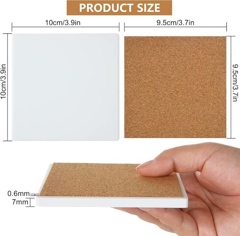 AKOLAFE 24 Sets Square Ceramic Tile 4x4 Ceramic Tiles for Coasters Unglazed Ceramic Tiles with Cork Backing Pads Blank 4x4 Tiles Ceramic Tile for Crafts Projects Use with Alcohol Ink/Acrylic Pouring in Saudi Arabia