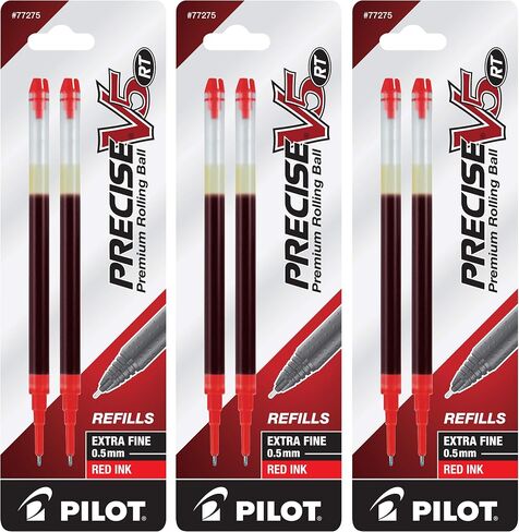 Pilot, Precise V5 RT Liquid Ink Refills, Extra Fine Point 0.5 mm, Black, Pack of 6 in Saudi Arabia