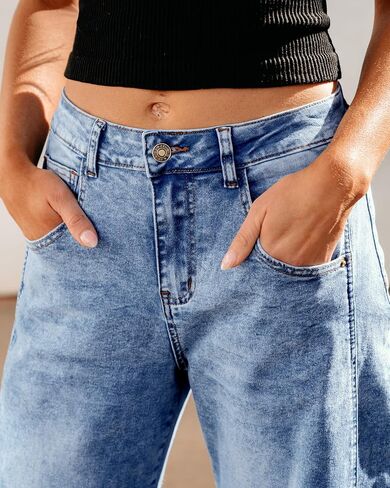 GRAPENT Barrel Jeans for Women Trendy High Waisted Wide Leg Baggy Cropped Relax Fit Stretch Denim Trouser Ankle Pants in Saudi Arabia
