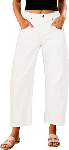 GRAPENT Barrel Jeans for Women Trendy High Waisted Wide Leg Baggy Cropped Relax Fit Stretch Denim Trouser Ankle Pants in Saudi Arabia