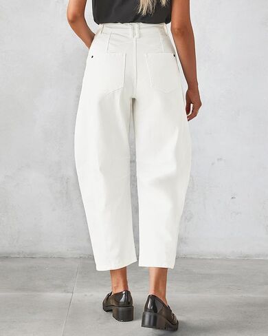 GRAPENT Barrel Jeans for Women Trendy High Waisted Wide Leg Baggy Cropped Relax Fit Stretch Denim Trouser Ankle Pants in Saudi Arabia