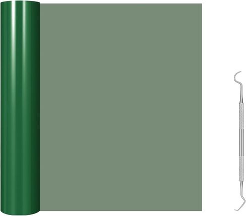 JuneHeart 3D نفخة الفينيل نقل الحرارة، 10 "× 5 قدم الأخضر HTV الحديد على الفينيل للقمصان، نفخة الفينيل لفة مع أداة الأعشاب لآلة القطع، الصحافة الحرارة - سهلة لقطع / الأعشاب in Kuwait