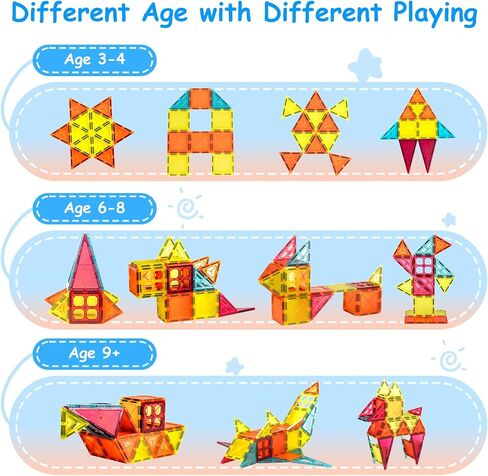 WINGBABE Magnetic Tiles, 42PCS Magnetic Building Blocks Tiles 3D Stronger Magnetic Construction STEM Creativity Educational Toys for Age 3+ with Storage Bag & Cartoon Paper in Saudi Arabia