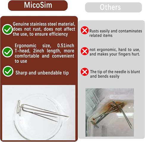 MicoSim 100PCS T Pins, 2 inch Long T-Pins for Sewing Crochet Blocking Knitting, Stainless Steel Straight T Wigs Pins for Foam Head, T Needles for Macrame Board, Blocking Pins with Shadow Box (100)… in Kuwait
