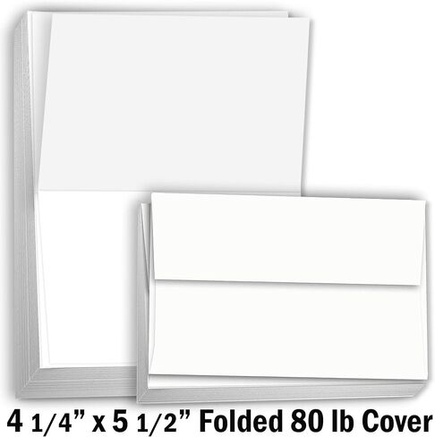 Hamilco White Cardstock ورقة سميكة فارغة مكان خيمة مطوية بطاقات A2 - دعوات التهنئة الثابتة - 4 1/4 × 5 1/2 "وزن ثقيل 80 رطل من البطاقات للطابعة in Kuwait