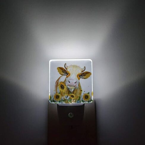 قابس إضاءة ليلية في مصابيح LED لغرفة النوم، وأضواء ليلية بقرة عباد الشمس في المزرعة يتم توصيلها بالجدار مع أجهزة استشعار ضوئية ديكور غرفة الحضانة للأطفال والأولاد والبنات in Kuwait