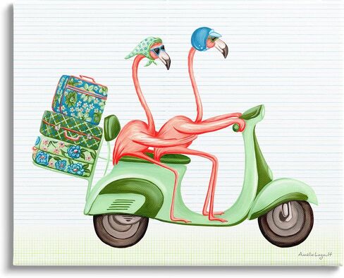 Stupell Industries Flamingo Couple Riding Motor Scooter Packed Luggage, Design by Amelie Legault in Saudi Arabia