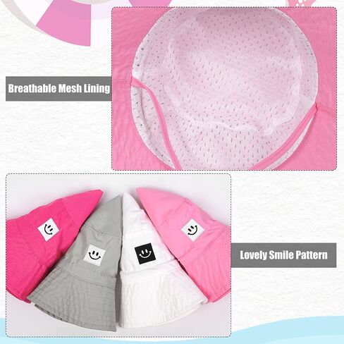 Poroka 4 عبوات من قبعة الشمس للأطفال، قبعة وجه مبتسمة للأطفال الصغار، قبعة دلو قابلة للتعديل، قبعات شاطئ بحافة واسعة للفتيات والأولاد in Kuwait