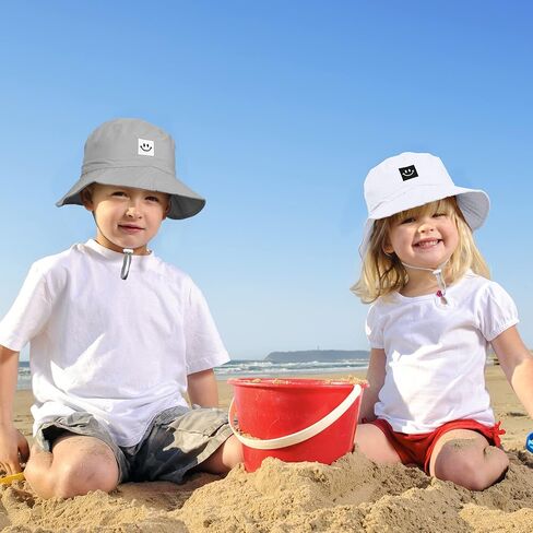 Poroka 4 عبوات من قبعة الشمس للأطفال، قبعة وجه مبتسمة للأطفال الصغار، قبعة دلو قابلة للتعديل، قبعات شاطئ بحافة واسعة للفتيات والأولاد in Kuwait