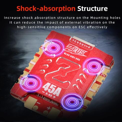 HGLRC Zeus45A V2 BLHeli_S 3-6S 20x20 مللي متر 4in1 وحدة تحكم السرعة الإلكترونية ESC DSHOT1200 لطائرة السباق بدون طيار FPV كوادكوبتر in Saudi Arabia