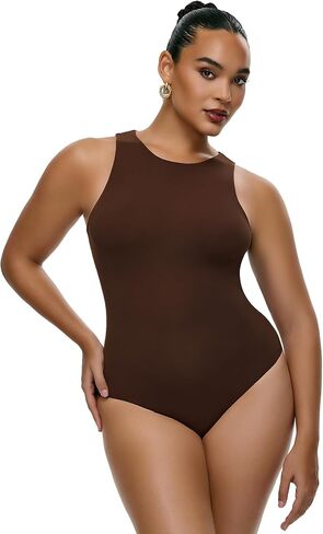 Freehut Sleeveless Bodysuit For Women Double Lined Basic Crew Neck Thong Tops Body Suits in Saudi Arabia