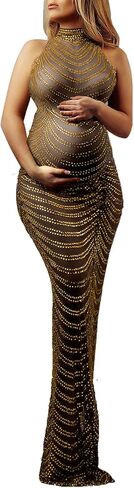Dedysler Maternity Photography Dontless Sexy Sexy Shiny Rhinestone Photoshoot Dress for Baby Shower in Kuwait