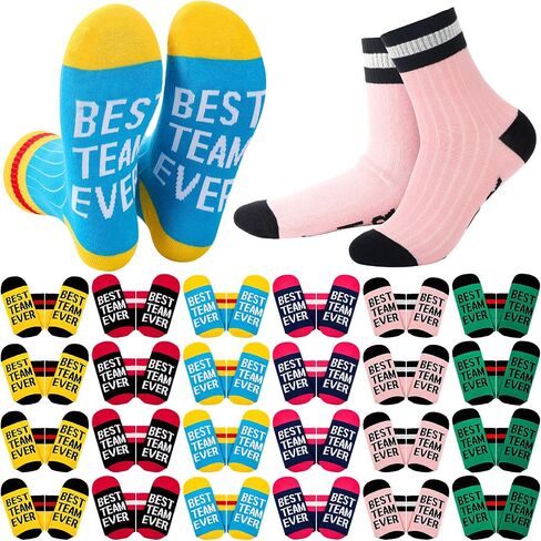 24 Pairs Best Team Ever Crew Socks Bulk Employee Appreciation Inspirational Gift for Women Men Staff Coworkers in Saudi Arabia