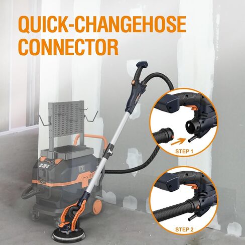 Maxxt Drywall Sander مع مجموعة غبار الفراغ ، 6 سرعة متغيرة قابلة للطي صنفرة جدار كهربائي ، أداة إزالة السقف من الفشار ، أداة Sander Power 1900 دورة في الدقيقة ، ضوء LED ، أقراص الصنفرة 18 مساءً in Kuwait