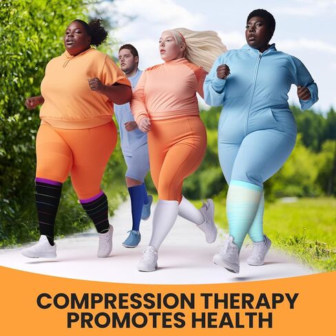 8 أزواج بالإضافة إلى الجوارب ضغط الحجم للنساء الرجال عجل عجل كبير حجم الجوارب الدعم للركبة للدورة الدموية in Kuwait