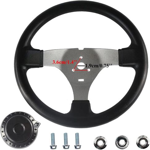 PRO BAT 270mm/11.8'' Steering Wheel Steel Kit with 22mm 7/8'' Universal Handlebar Mounting Clamps 320mm/12.6'' Gear Rack Pinion Adjustable Shaft Set for 110cc Go Kart Golf Buggy UTV in Saudi Arabia