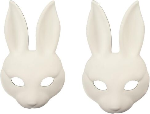 Anbaby 2 Pcs White DIY Bunny Mask Perfect for Costume Party or Festive Events Accessory in Saudi Arabia