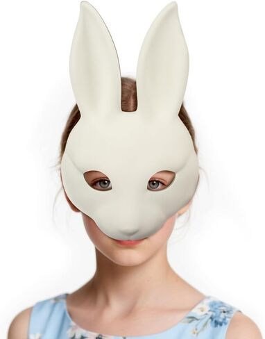 Anbaby 2 Pcs White DIY Bunny Mask Perfect for Costume Party or Festive Events Accessory in Saudi Arabia