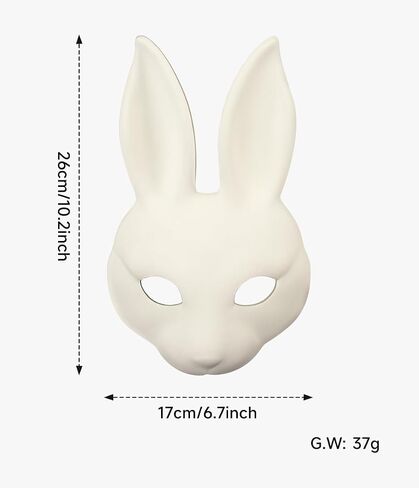 Anbaby 2 Pcs White DIY Bunny Mask Perfect for Costume Party or Festive Events Accessory in Saudi Arabia