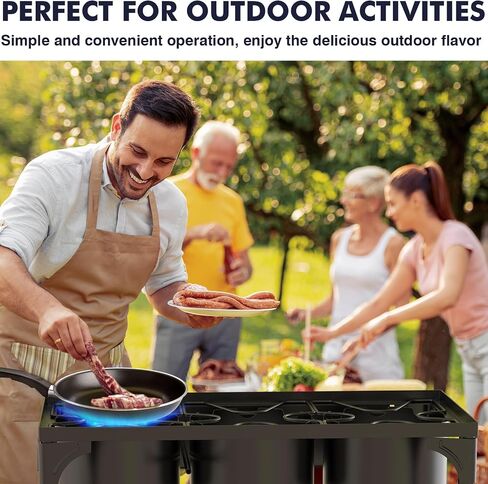 Llamaviva 2 Burner Outdoor Gas Burner with Side Shelves, Auto-ignition & Regulator, 150,000 BTU Propane Outdoor Stoves for Cooking, Camping&BBQ Cookouts in Saudi Arabia