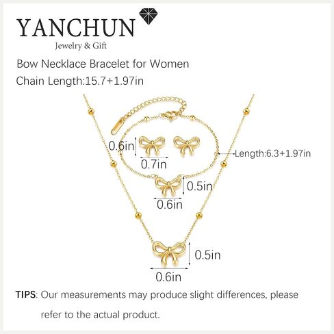 yanchun bow arics netcleace bracelet Gold Gold Jewelry Set Trendy Bowknot Ribbon Pearl ncoker necklace trendy bow mounts المجوهرات الهدايا in Saudi Arabia